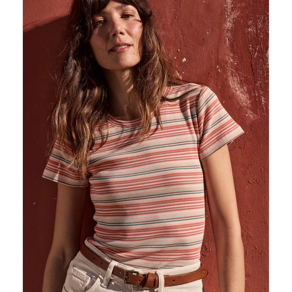 Marine Layer Baby Crew Tee Small Lexi Sun In Striped Ribbed Knit Shirt Rib Top